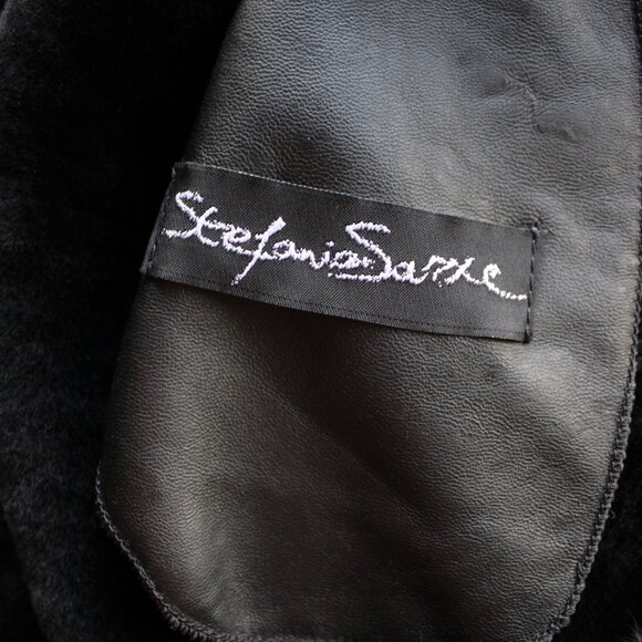 Stefania Sarle black Shearling fur lamb leather Toscana fur lamb Aspen coat XL - Picture 9 of 9